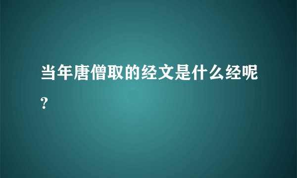 当年唐僧取的经文是什么经呢？