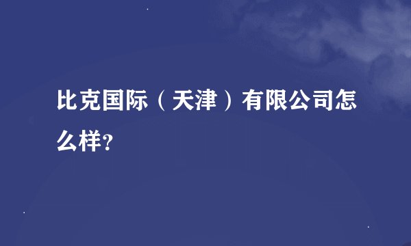 比克国际（天津）有限公司怎么样？
