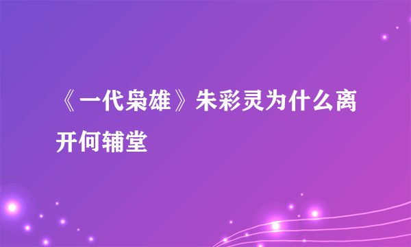 《一代枭雄》朱彩灵为什么离开何辅堂