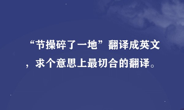 “节操碎了一地”翻译成英文，求个意思上最切合的翻译。