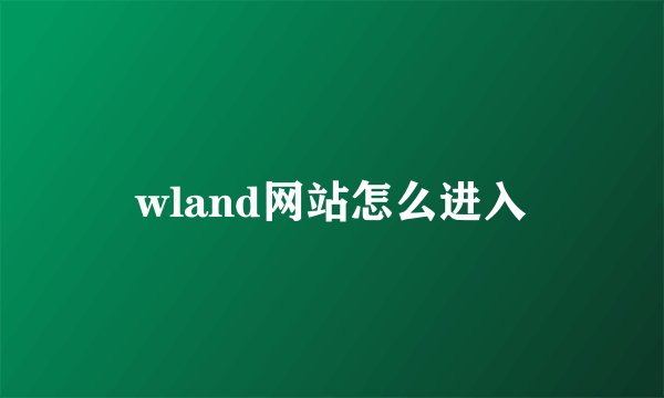 wland网站怎么进入