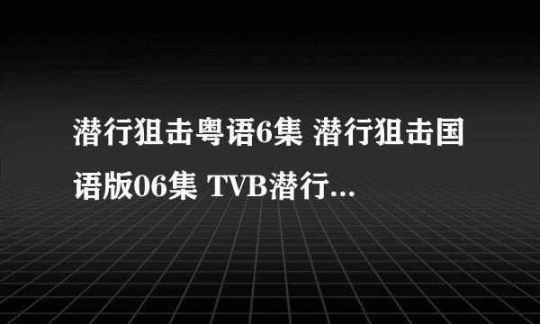 潜行狙击粤语6集 潜行狙击国语版06集 TVB潜行狙击粤语/国语全集快播高清迅雷下载