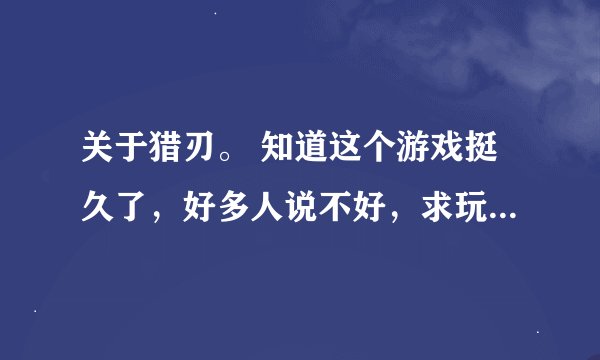 关于猎刃。 知道这个游戏挺久了，好多人说不好，求玩过的说一下猎刃好玩么，不好玩就不下载了。