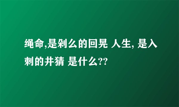 绳命,是剁么的回晃 人生, 是入刺的井猜 是什么??