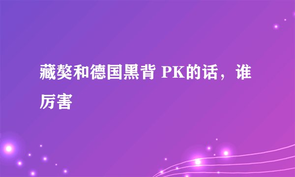 藏獒和德国黑背 PK的话，谁厉害