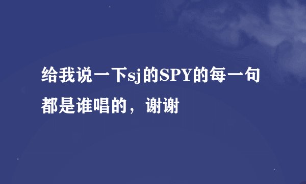 给我说一下sj的SPY的每一句都是谁唱的，谢谢