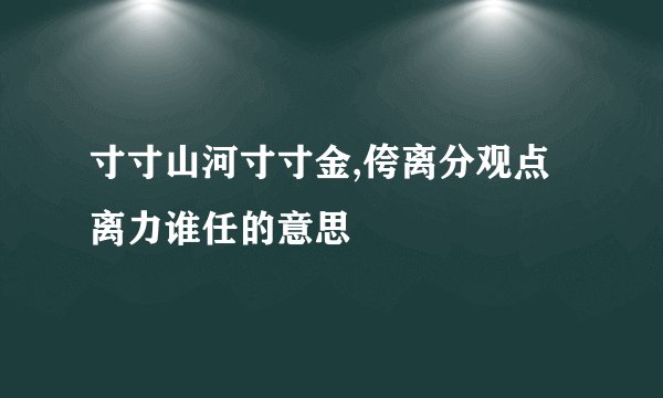 寸寸山河寸寸金,侉离分观点离力谁任的意思