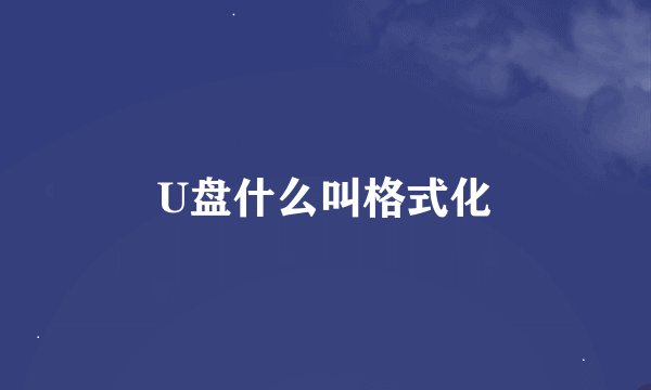U盘什么叫格式化
