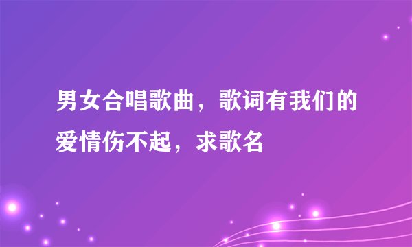 男女合唱歌曲，歌词有我们的爱情伤不起，求歌名
