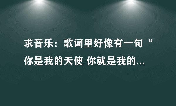 求音乐：歌词里好像有一句“你是我的天使 你就是我的天使”是什么歌？