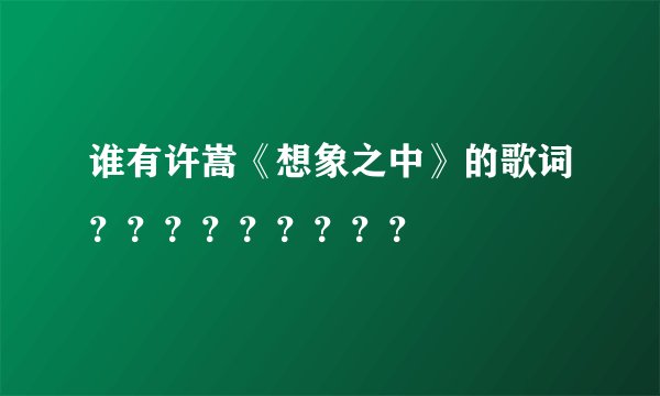 谁有许嵩《想象之中》的歌词？？？？？？？？？