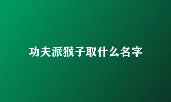 功夫派猴子取什么名字