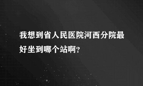 我想到省人民医院河西分院最好坐到哪个站啊？