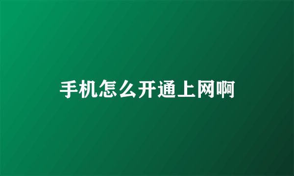 手机怎么开通上网啊