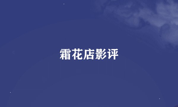 霜花店影评