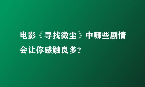 电影《寻找微尘》中哪些剧情会让你感触良多？