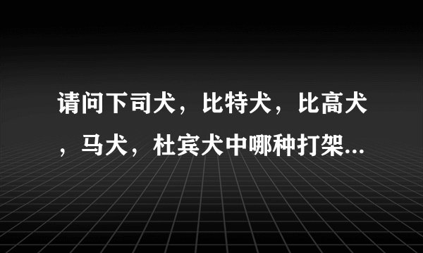 请问下司犬，比特犬，比高犬，马犬，杜宾犬中哪种打架最厉害，最凶，对主人最服从。