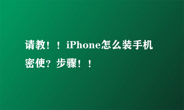 请教！！iPhone怎么装手机密使？步骤！！