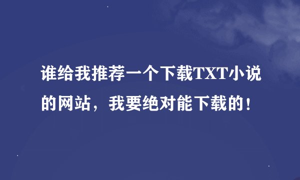 谁给我推荐一个下载TXT小说的网站，我要绝对能下载的！