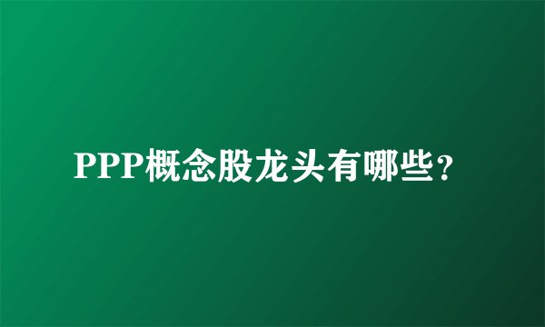 PPP概念股龙头有哪些？