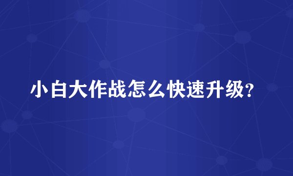 小白大作战怎么快速升级？