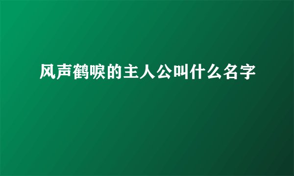 风声鹤唳的主人公叫什么名字