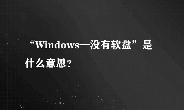 “Windows—没有软盘”是什么意思？