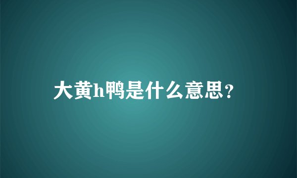 大黄h鸭是什么意思？