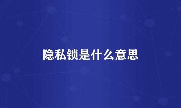 隐私锁是什么意思
