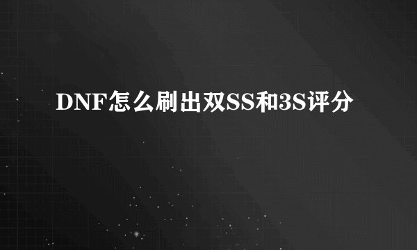 DNF怎么刷出双SS和3S评分