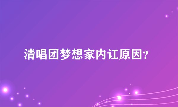 清唱团梦想家内讧原因？