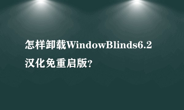 怎样卸载WindowBlinds6.2汉化免重启版？