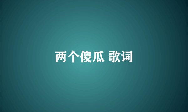 两个傻瓜 歌词