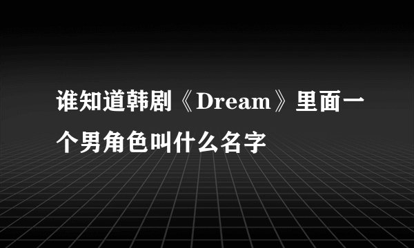 谁知道韩剧《Dream》里面一个男角色叫什么名字