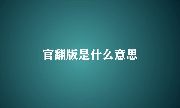 官翻版是什么意思