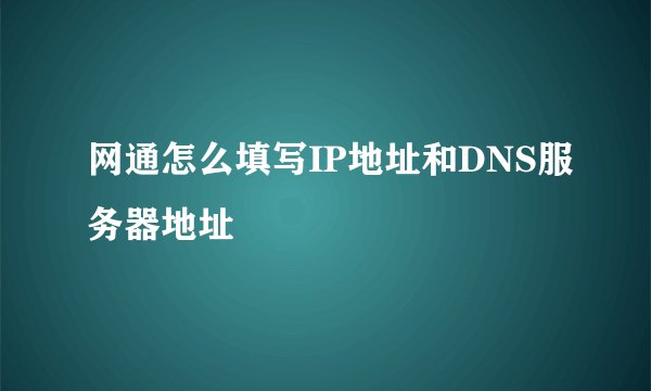 网通怎么填写IP地址和DNS服务器地址