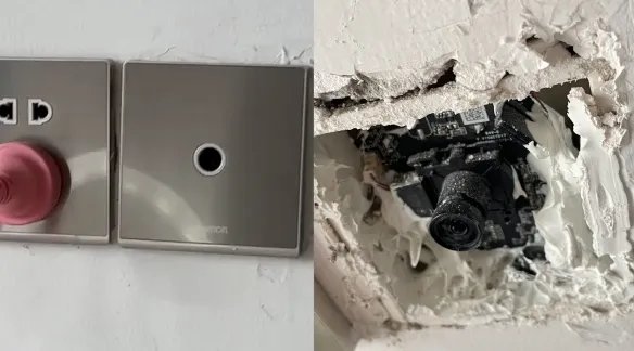 女生租住1年房间发现隐秘摄像头 正对着卧室床头！