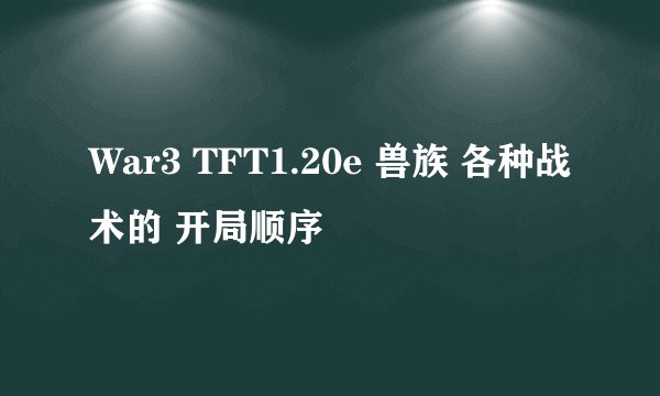 War3 TFT1.20e 兽族 各种战术的 开局顺序