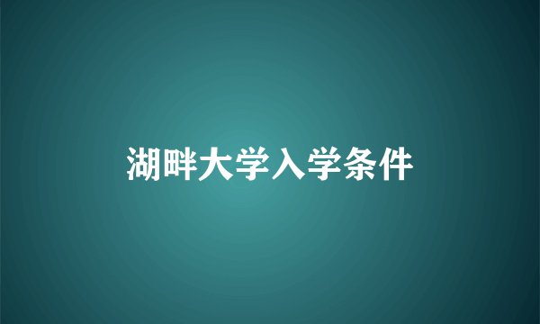 湖畔大学入学条件