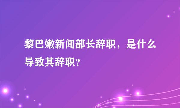 黎巴嫩新闻部长辞职，是什么导致其辞职？