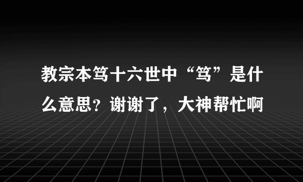 教宗本笃十六世中“笃”是什么意思？谢谢了，大神帮忙啊