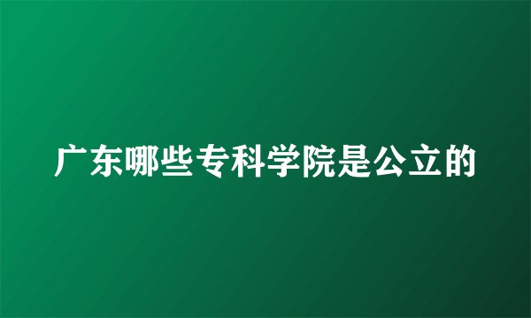 广东哪些专科学院是公立的