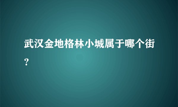 武汉金地格林小城属于哪个街？