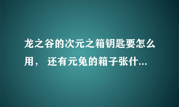 龙之谷的次元之箱钥匙要怎么用， 还有元兔的箱子张什么样子？