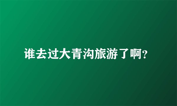 谁去过大青沟旅游了啊？