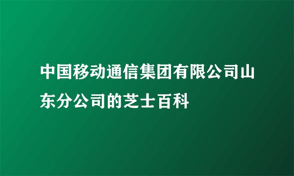 中国移动通信集团有限公司山东分公司的芝士百科
