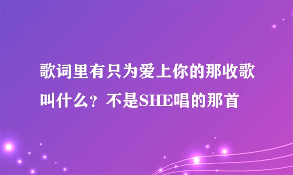 歌词里有只为爱上你的那收歌叫什么？不是SHE唱的那首