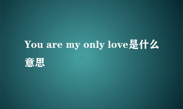 You are my only love是什么意思