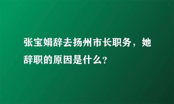 张宝娟辞去扬州市长职务，她辞职的原因是什么？