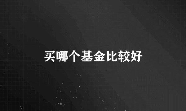 买哪个基金比较好